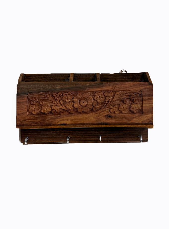 Hanging Wooden Mobile Stand – Wall-Mounted Phone Holder for Bedside & Kitchen Use