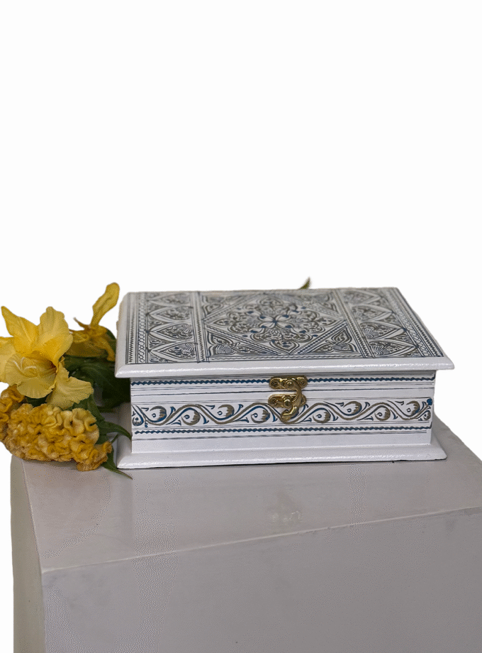 Handcrafted Colored Wooden Jewelry Box – Multi-Compartment Organizer for Rings, Earrings & More