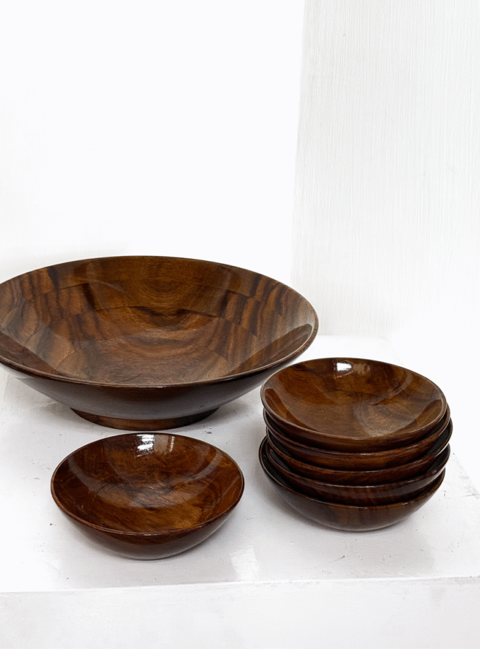 Premium Wooden Bowl Set 10 – Handcrafted & Food-Safe Tableware